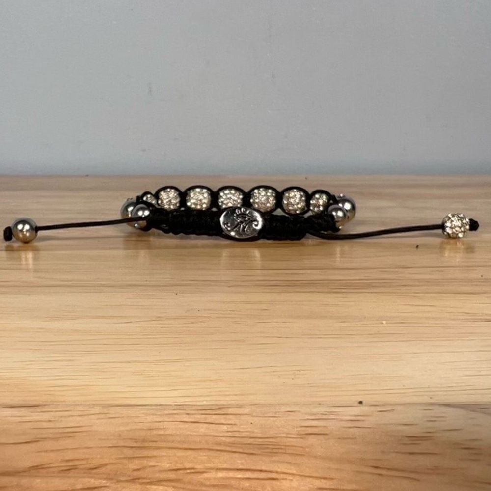 Black Macrame “Eye of Horus” Knotted Shamballa Crystal Ball Bead Bracelet